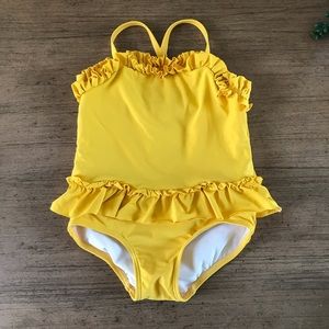 H&M Baby Girl 6-12m Yellow Ruffled Swimsuit